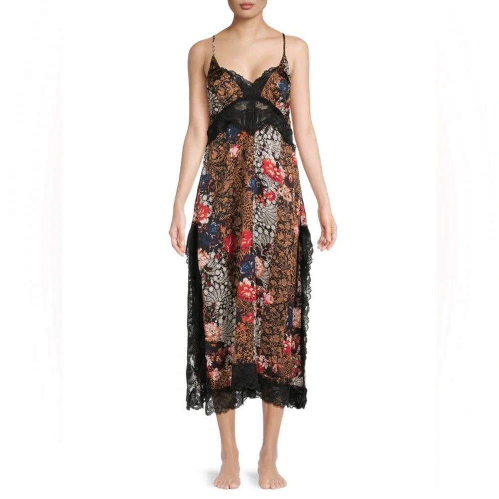 Free People Intimately right now midi slip dress nightie black combo festival - Picture 11 of 16